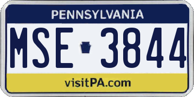 PA license plate MSE3844