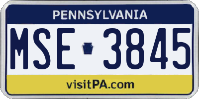 PA license plate MSE3845
