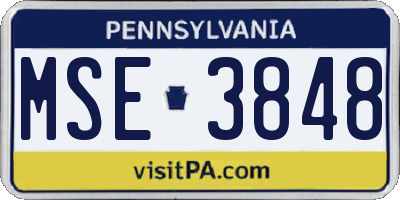 PA license plate MSE3848