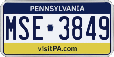 PA license plate MSE3849