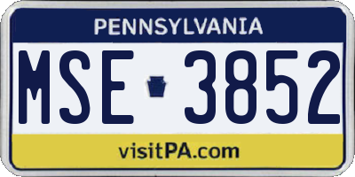 PA license plate MSE3852