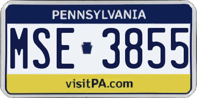 PA license plate MSE3855