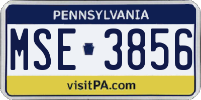 PA license plate MSE3856
