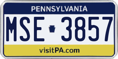 PA license plate MSE3857