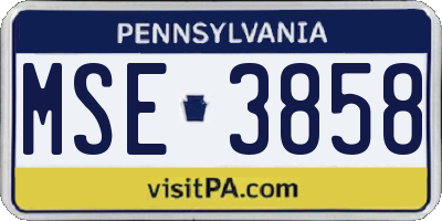 PA license plate MSE3858