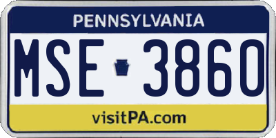 PA license plate MSE3860