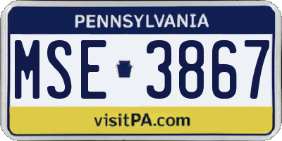 PA license plate MSE3867