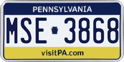 PA license plate MSE3868