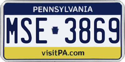 PA license plate MSE3869