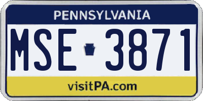 PA license plate MSE3871