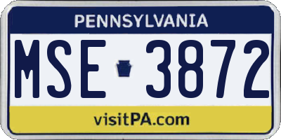 PA license plate MSE3872