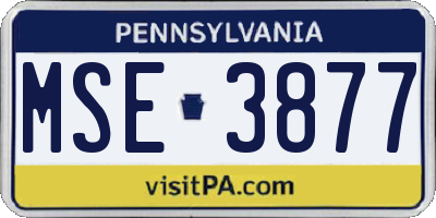 PA license plate MSE3877