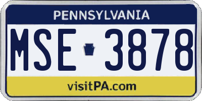 PA license plate MSE3878