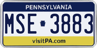 PA license plate MSE3883