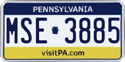 PA license plate MSE3885