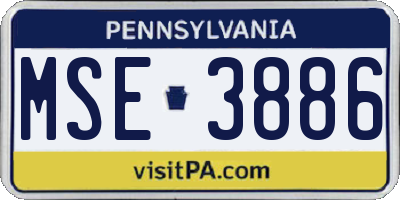 PA license plate MSE3886