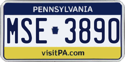 PA license plate MSE3890