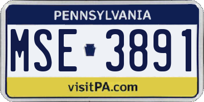 PA license plate MSE3891