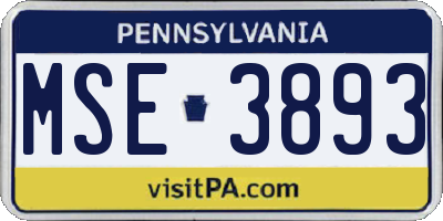 PA license plate MSE3893