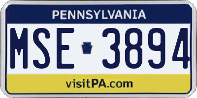 PA license plate MSE3894