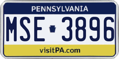 PA license plate MSE3896