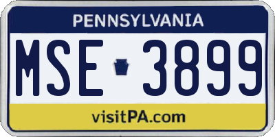 PA license plate MSE3899