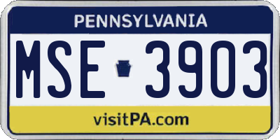 PA license plate MSE3903