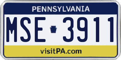 PA license plate MSE3911