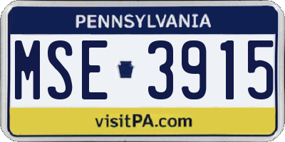 PA license plate MSE3915