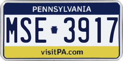PA license plate MSE3917