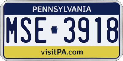 PA license plate MSE3918