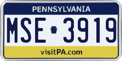 PA license plate MSE3919