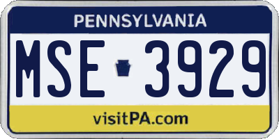 PA license plate MSE3929