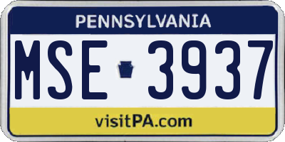 PA license plate MSE3937