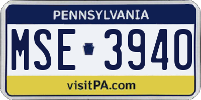 PA license plate MSE3940