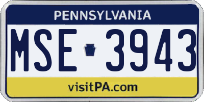 PA license plate MSE3943
