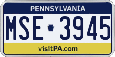 PA license plate MSE3945
