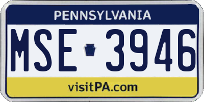 PA license plate MSE3946
