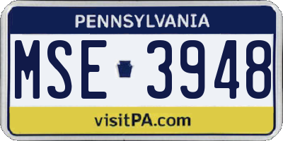 PA license plate MSE3948