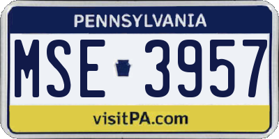 PA license plate MSE3957