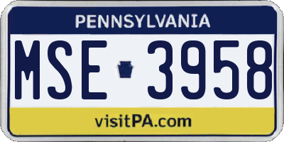 PA license plate MSE3958