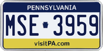 PA license plate MSE3959