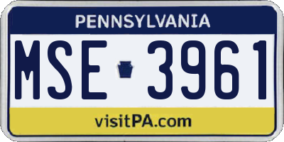 PA license plate MSE3961