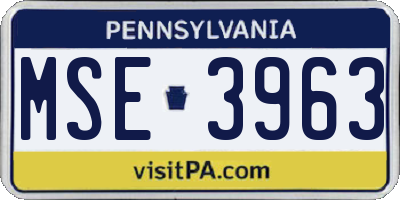 PA license plate MSE3963