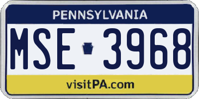 PA license plate MSE3968