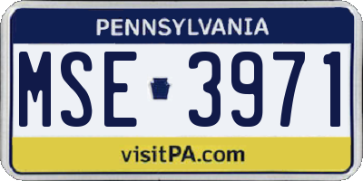 PA license plate MSE3971