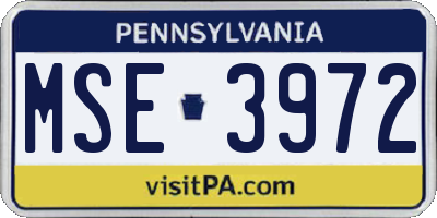 PA license plate MSE3972