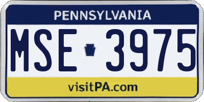 PA license plate MSE3975