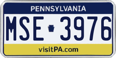 PA license plate MSE3976