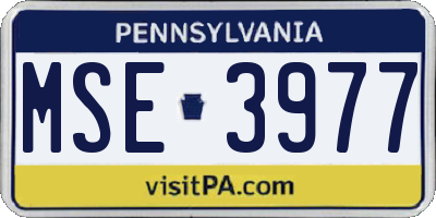 PA license plate MSE3977